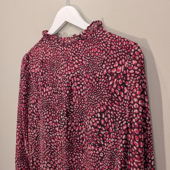 HOBBS London Stefania Dress Navy Raspberry Flowy Whimsy Tie Belt - Size 8 - Picture 4 of 8